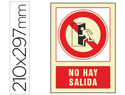 Pictograma señal NO HAY SALIDA PVC fotoluminiscente 21x29,7cm.